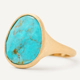 18K Yellow Gold Lunaria Ring with Turquoise