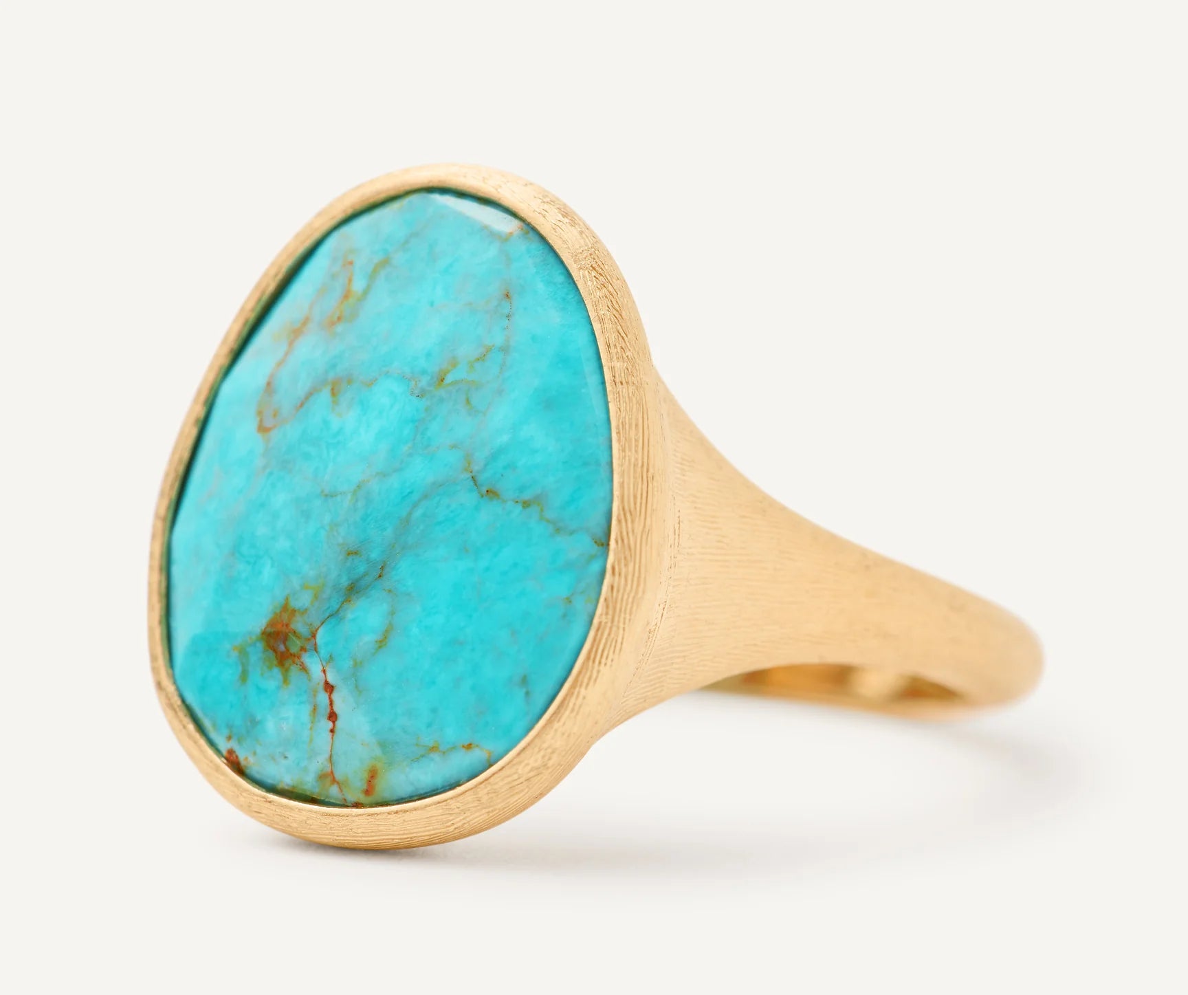 18K Yellow Gold Lunaria Ring with Turquoise