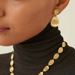 18K Yellow Gold Petal Earrings, 1.5"