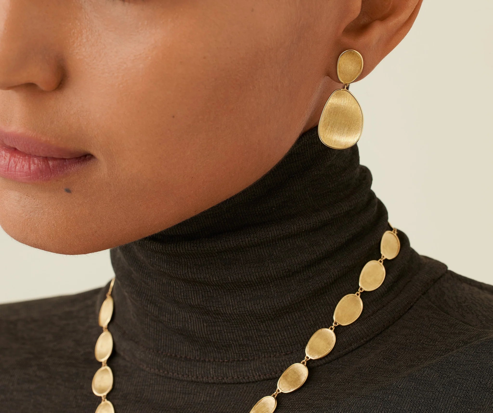 18K Yellow Gold Petal Earrings, 1.5"