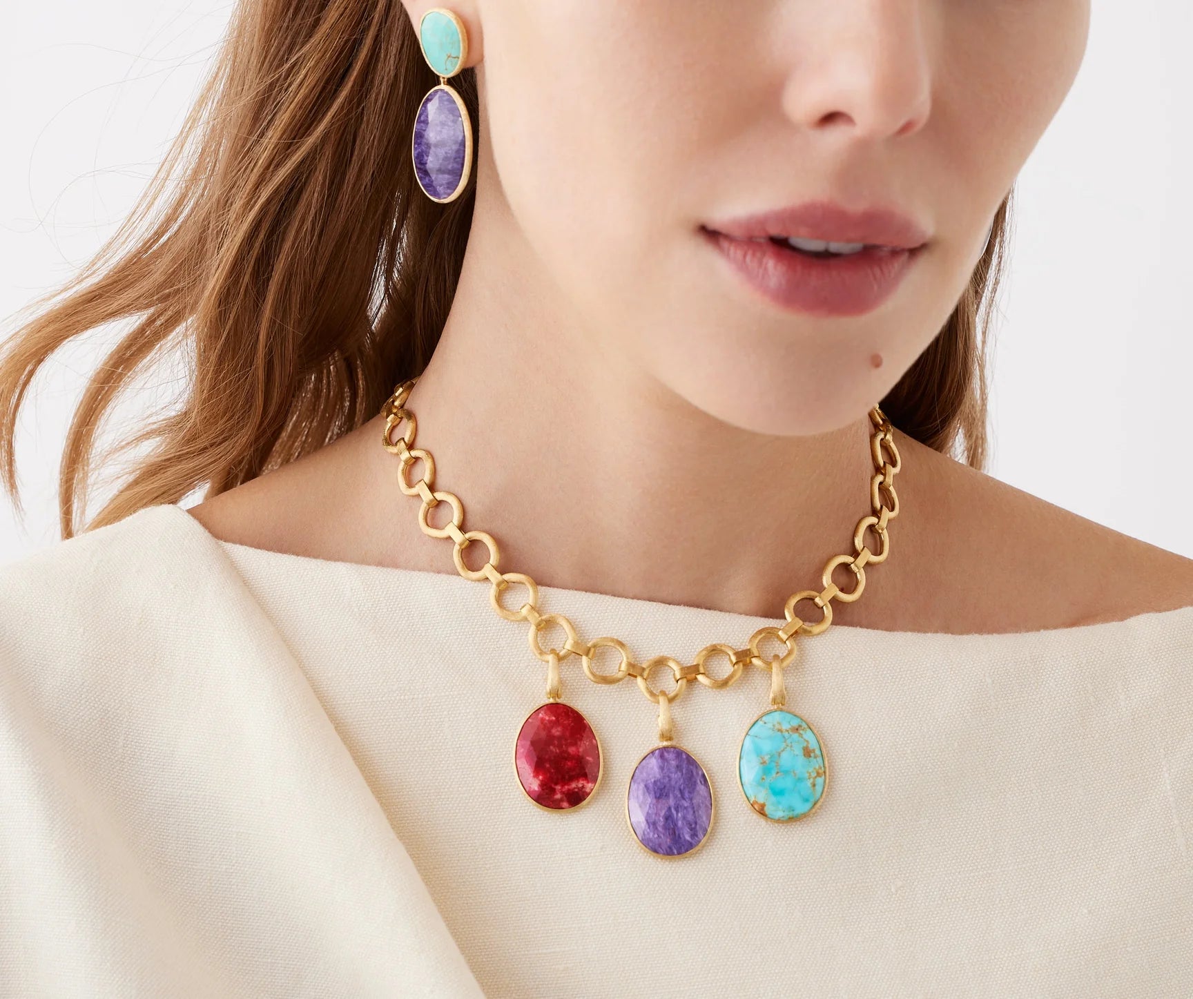 18K Yellow Gold Lunaria Thulite Pendant
