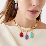 18K Yellow Gold Lunaria Thulite Pendant