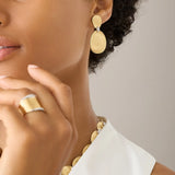 18K Yellow Gold Two-Drop Earrings With Diamond Accents