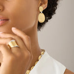18K Yellow Gold Two-Drop Earrings With Diamond Accents