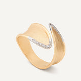 18K Yellow Gold Wrap Ring With Diamond Pavé, Slim Profile