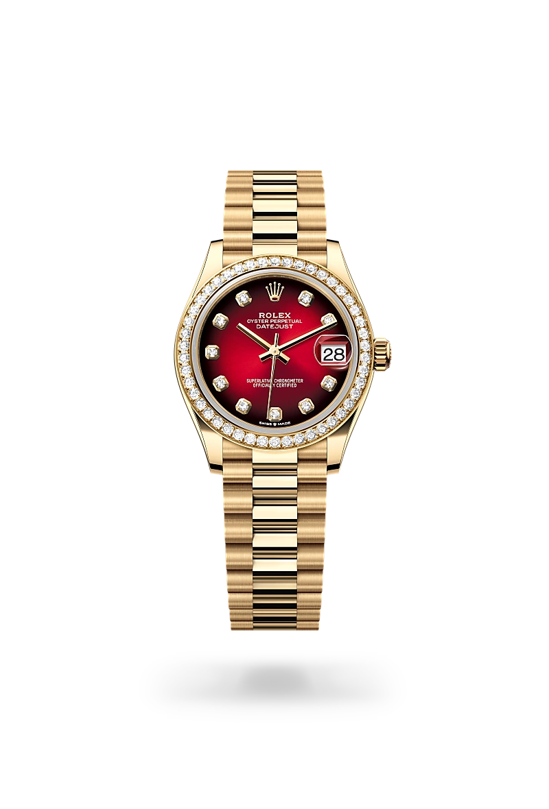 Rolex Datejust 31 in Oyster, 31 mm, yellow gold and diamonds