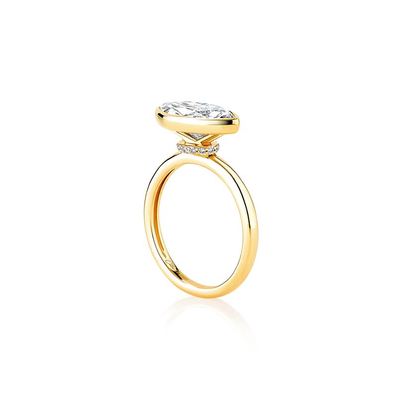 Bezel Solitaire with Under Halo Engagement Ring Setting Only