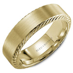 CrownRing Men’s 6.5mm Carved Wedding Band in 14K Yellow Gold – Bleu Royale Collection