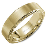 CrownRing Men’s 6.5mm Carved Wedding Band in 14K Yellow Gold – Bleu Royale Collection