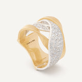 18K Yellow Gold 3-Strand Diamond Crossover Ring