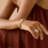 18K Yellow Gold 3-Strand Diamond Crossover Ring