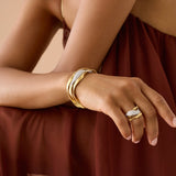 18K Yellow Gold 3-Strand Diamond Crossover Ring