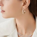 Masi Yellow Gold Double Hoop Earrings With Diamonds