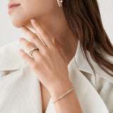 Yellow Gold Small Stackable Bracelet With Diamond Bar