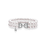 Akoya Cultured Pearl Double Row Bracelet with Diamond Clasp