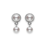 Petit Soleil Akoya Cultured Pearl Drop Earrings in 18K White Gold