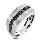 Men’s Black Diamond Wedding Band in 14K White Gold