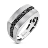 Men’s Black Diamond Wedding Band in 14K White Gold