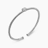 MICRO CABLE FLEX® HEART STATION BRACELET Sterling Silver with Diamonds, 2.6mm