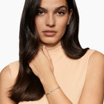 MICRO CABLE FLEX® HEART STATION BRACELET Sterling Silver with Diamonds, 2.6mm