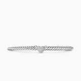 MICRO CABLE FLEX® HEART STATION BRACELET Sterling Silver with Diamonds, 2.6mm