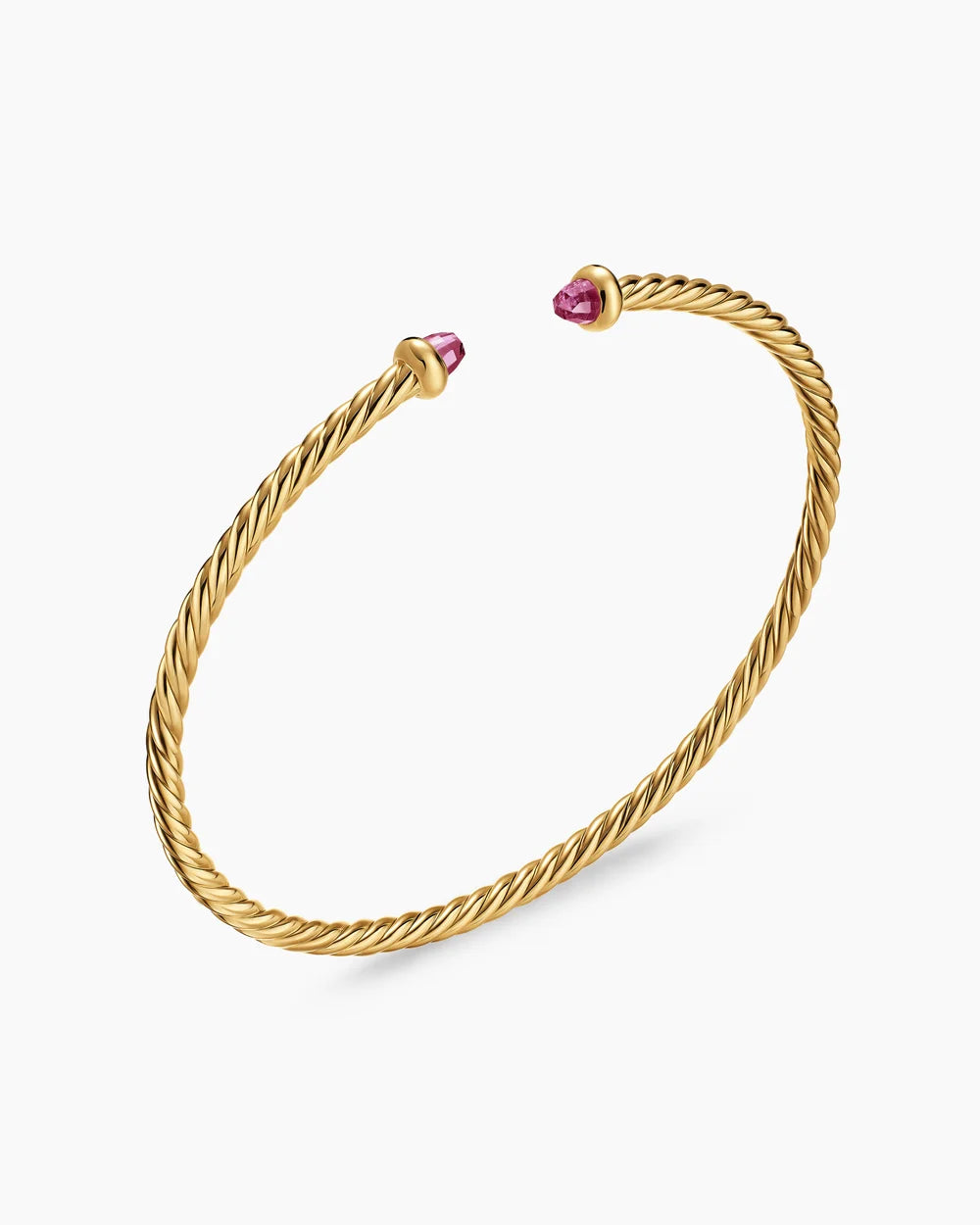 MICRO CABLESPIRA® FLEX BRACELET 18K Yellow Gold with Pink Tourmalines, 2.6mm