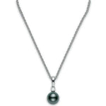 Black South Sea Pearl and Diamond White Gold Necklace 8-8.5mm