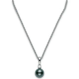 Black South Sea Pearl and Diamond White Gold Necklace 8-8.5mm
