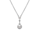 Petit Soleil Akoya Cultured Pearl Drop Pendant in White Gold
