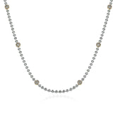 Floral Motif Long Diamond Tennis Necklace with Rose Gold Stations