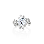 Diamond Pave Leaf Bypass Engagement Ring