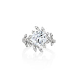 Diamond Pave Leaf Bypass Engagement Ring
