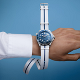NATO Strap Polyamide, Blue and White