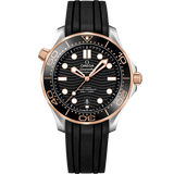 Seamaster Diver 300M 42 mm, steel ‑ Sedna™ gold on rubber strap