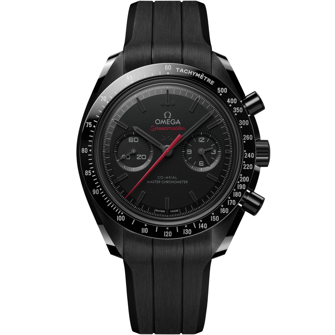 New Speedmaster Dark Side of the Moon 44.25 mm, black ceramic on rubber strap