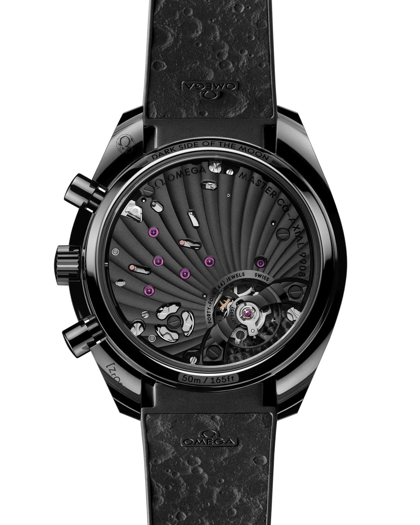 New Speedmaster Dark Side of the Moon 44.25 mm, black ceramic on rubber strap