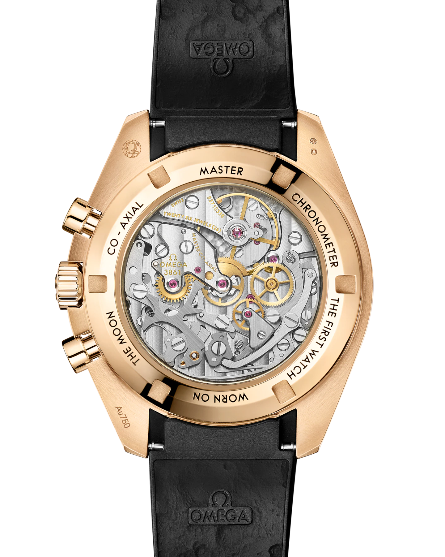 Speedmaster Moonwatch Professional 42 mm, Moonshine™ gold on rubber strap