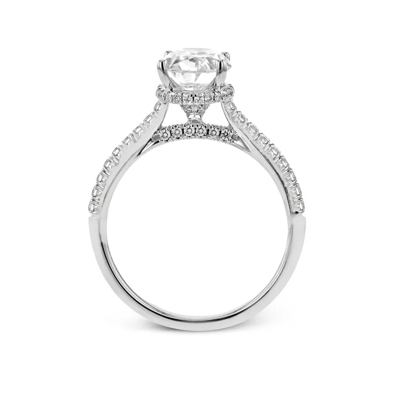 18K White Gold Oval Semi-Mount Engagement Ring