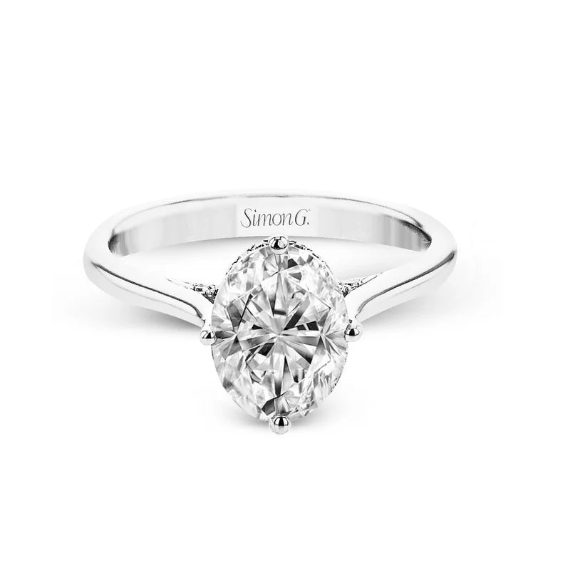 18K White Gold Oval Semi-Mount Engagement Ring