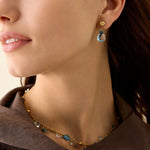 18K Yellow Gold Blue Topaz Earrings, 1"