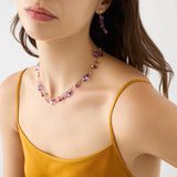 18K Yellow Gold Amethyst and Pink Tourmaline Necklace, 16.5"-18"