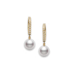 Classic Elegance Akoya Cultured Pearl Lever Back Earrings in Yellow Gold