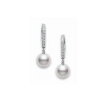 Classic Elegance Akoya Cultured Pearl Lever Back Earrings in 18K White Gold