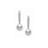 Classic Elegance Akoya Cultured Pearl Lever Back Earrings in 18K White Gold