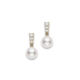 Morning Dew Akoya Cultured Pearl Earrings in 18K Yellow Gold