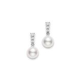 Morning Dew Akoya Cultured Pearl Earrings in 18K White Gold