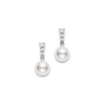 Morning Dew Akoya Cultured Pearl Earrings in 18K White Gold