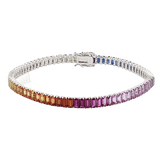 Rainbow Sapphire Color Bracelet in 18k White Gold