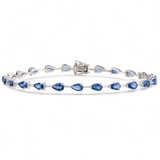18K White Gold Marquise-Cut Blue Sapphire Bracelet