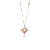18K Yellow Gold Venetian Princess Pink Opal Diamond Necklace